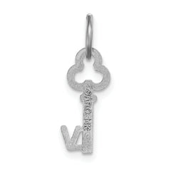 14K White Gold Key Letter V Initial Charm