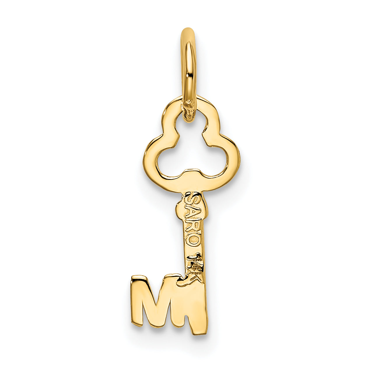 14K Gold Polished Letter M Charm Elegant Small Pendant by Sophia Jewelers