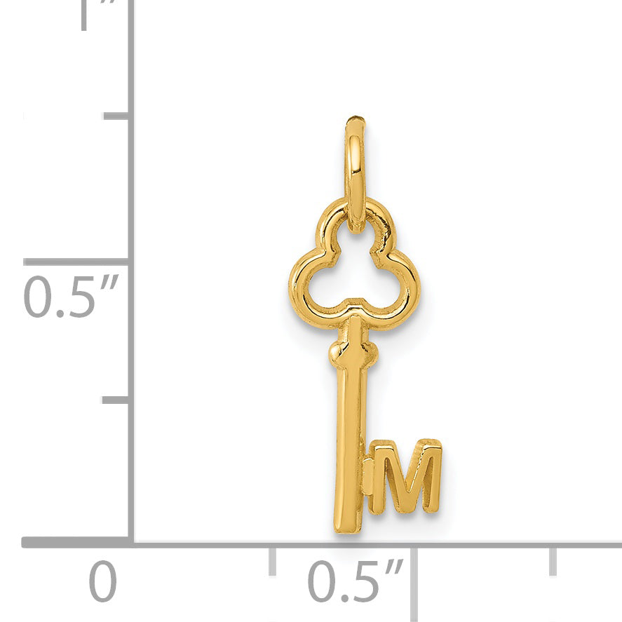 14K Gold Polished Letter M Charm Elegant Small Pendant by Sophia Jewelers