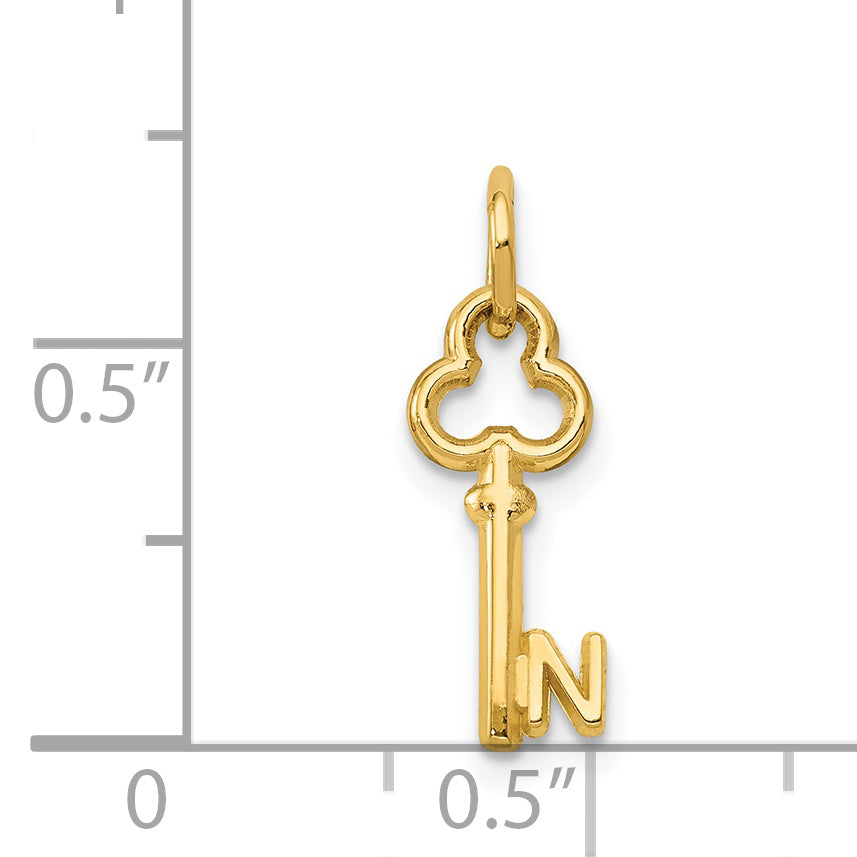 14k Key Letter N Initial Charm