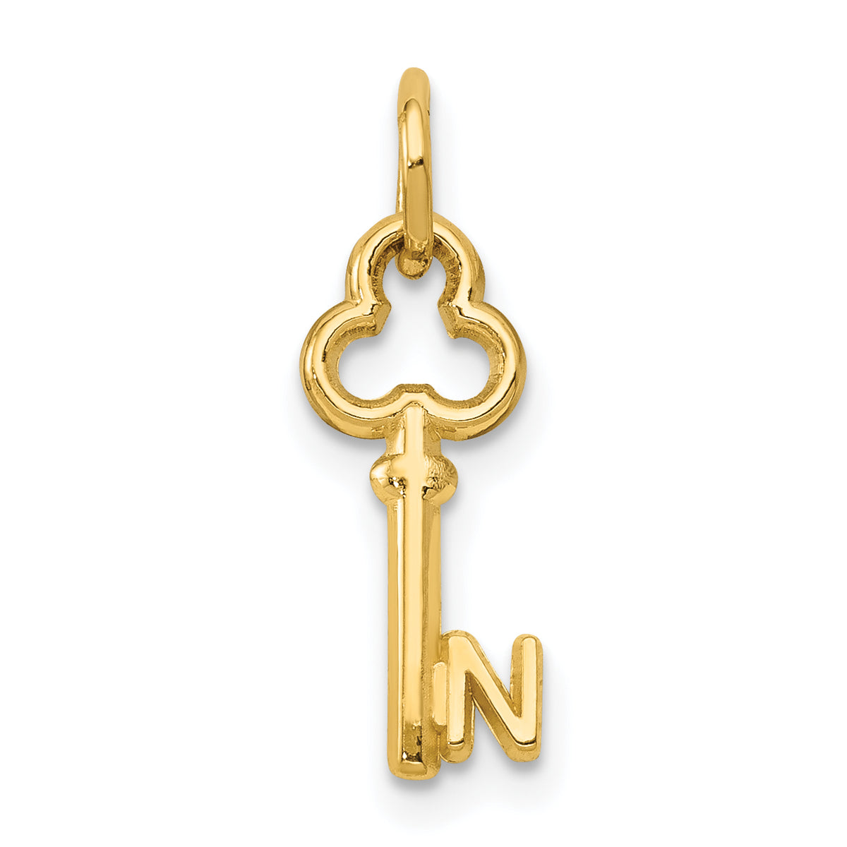 14k Key Letter N Initial Charm