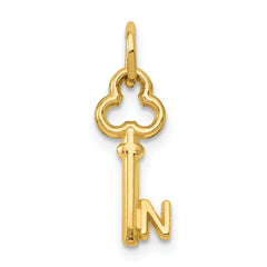 14k Key Letter N Initial Charm