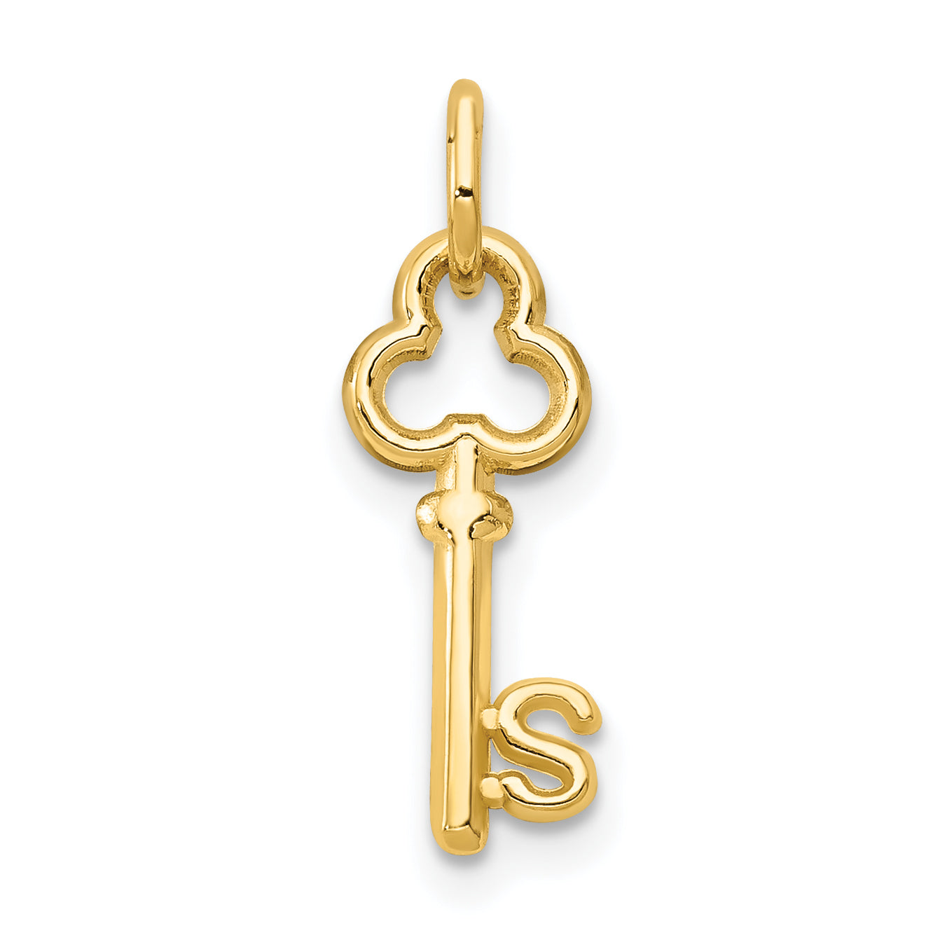 14k Key Letter S Initial Charm