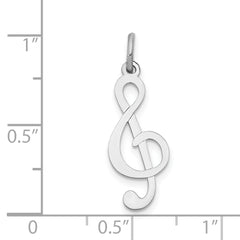 14K White Gold Polished Treble Clef Charm with Rhodium Finish  Elegant Music Theme