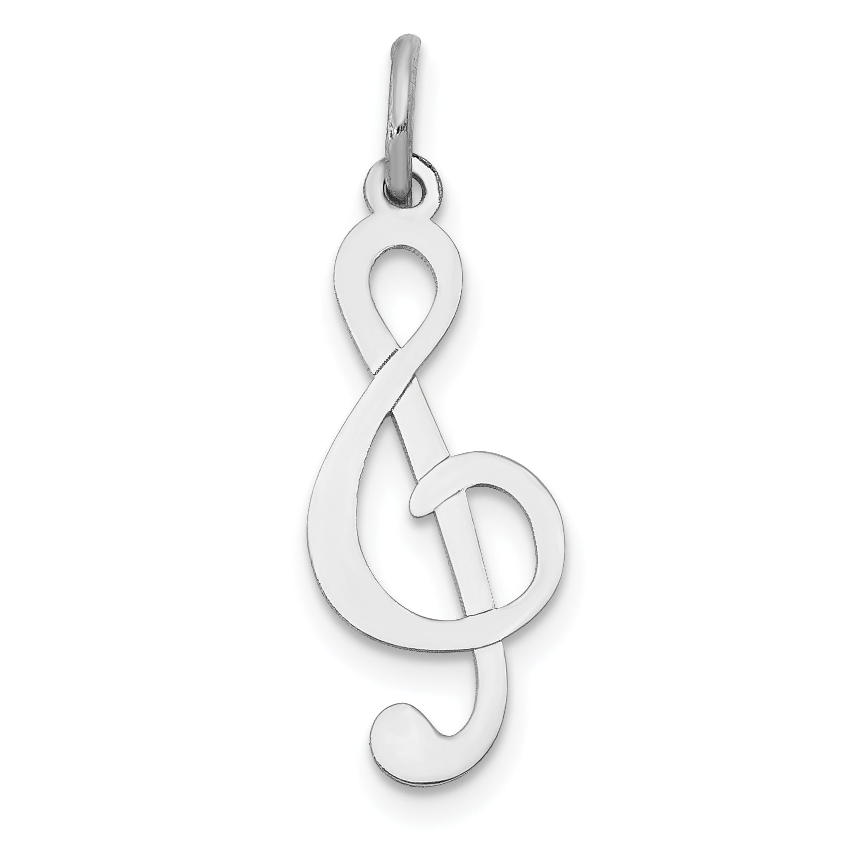 14k White Gold Polished Treble Clef Charm