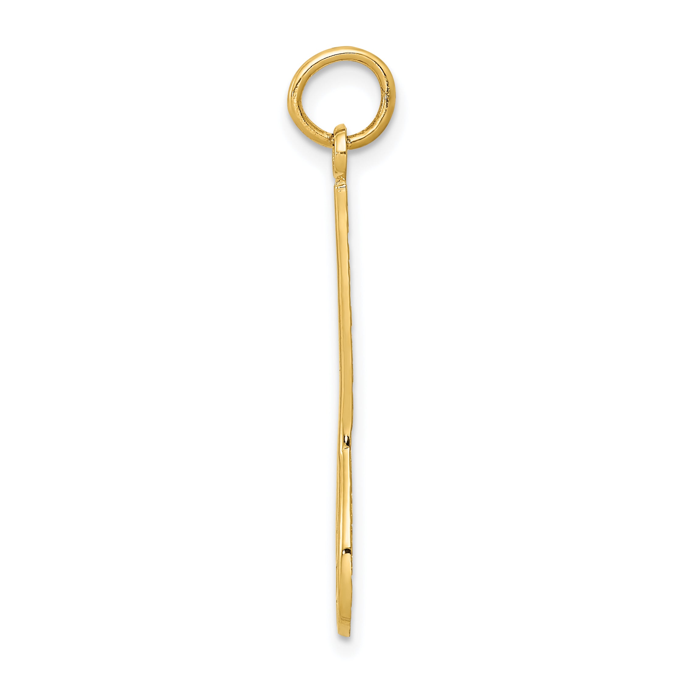 14K Gold Lacrosse Charm with Polished Finish Sports-Themed Pendant