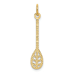 14K Gold Lacrosse Charm with Polished Finish Sports-Themed Pendant