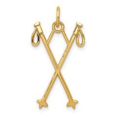 14k Ski Poles Charm