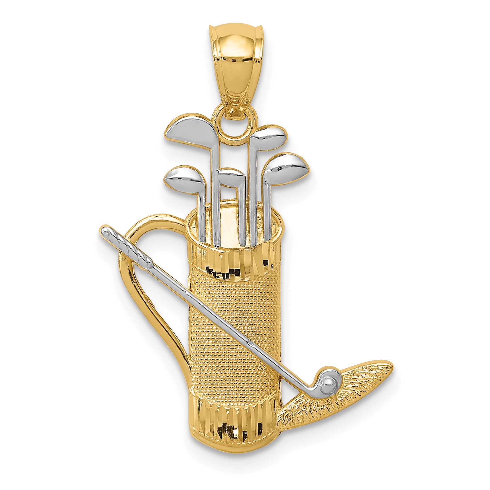 14k and Rhodium Golf Bag Pendant