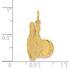 14K Gold Bowling Pins Charm for Men  Polished Textured Finish