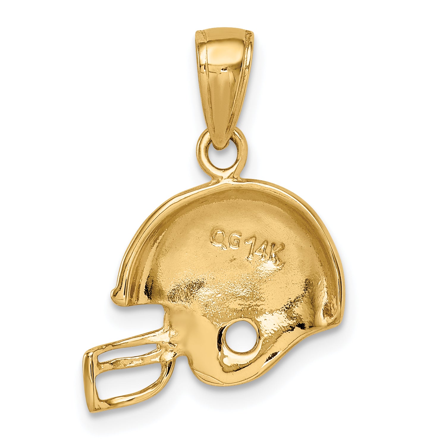 14K Gold Men's Football Helmet Pendant with Polished Solid Design