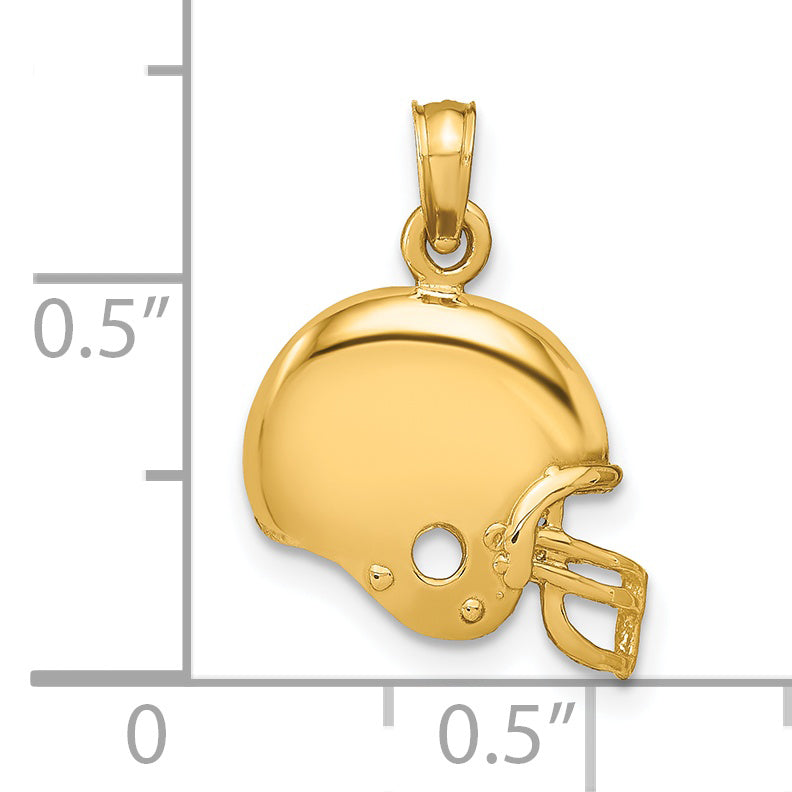 14K Gold Men's Football Helmet Pendant with Polished Solid Design