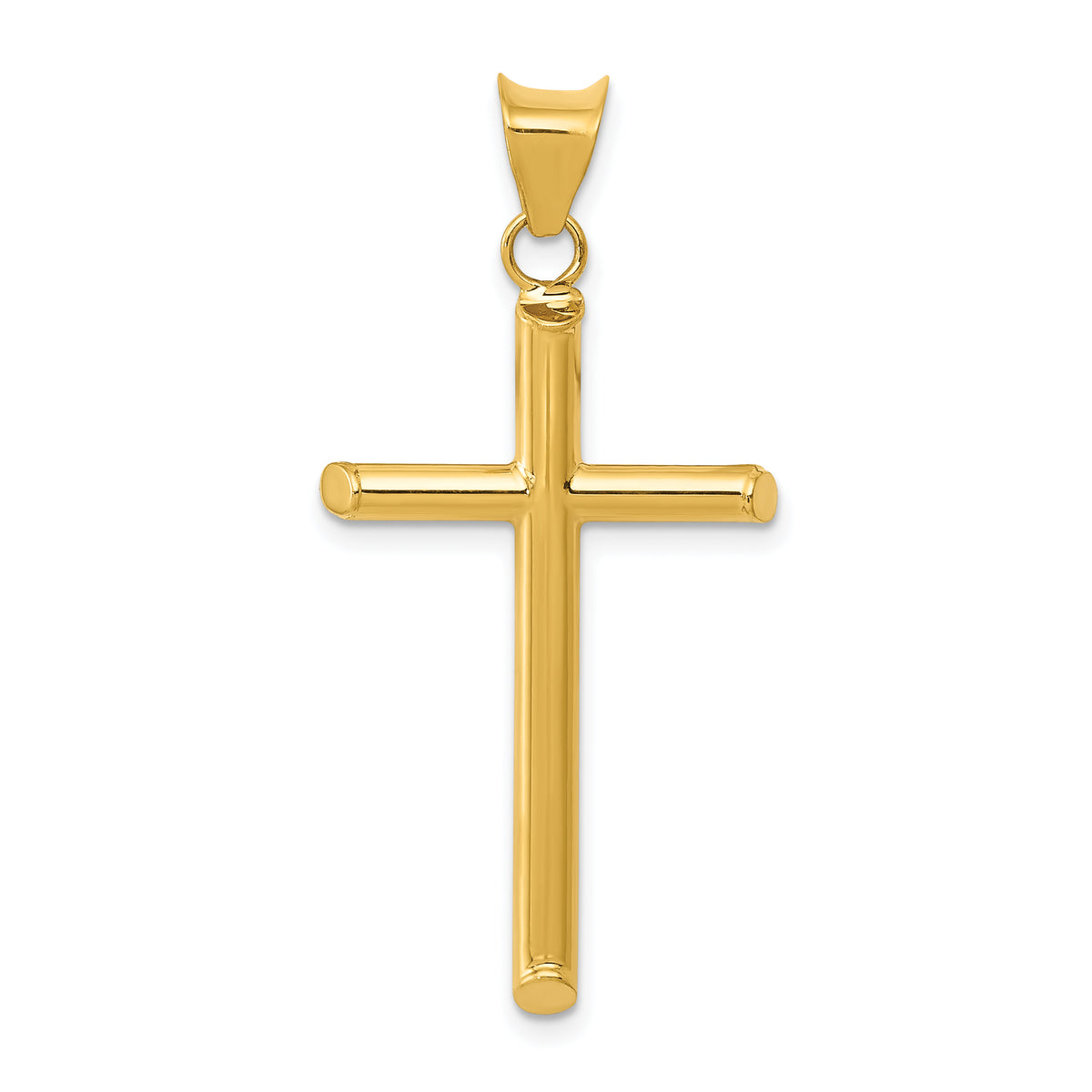 14k 3-D Polished Hollow Cross Pendant