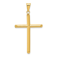 14k 3-D Polished Hollow Cross Pendant