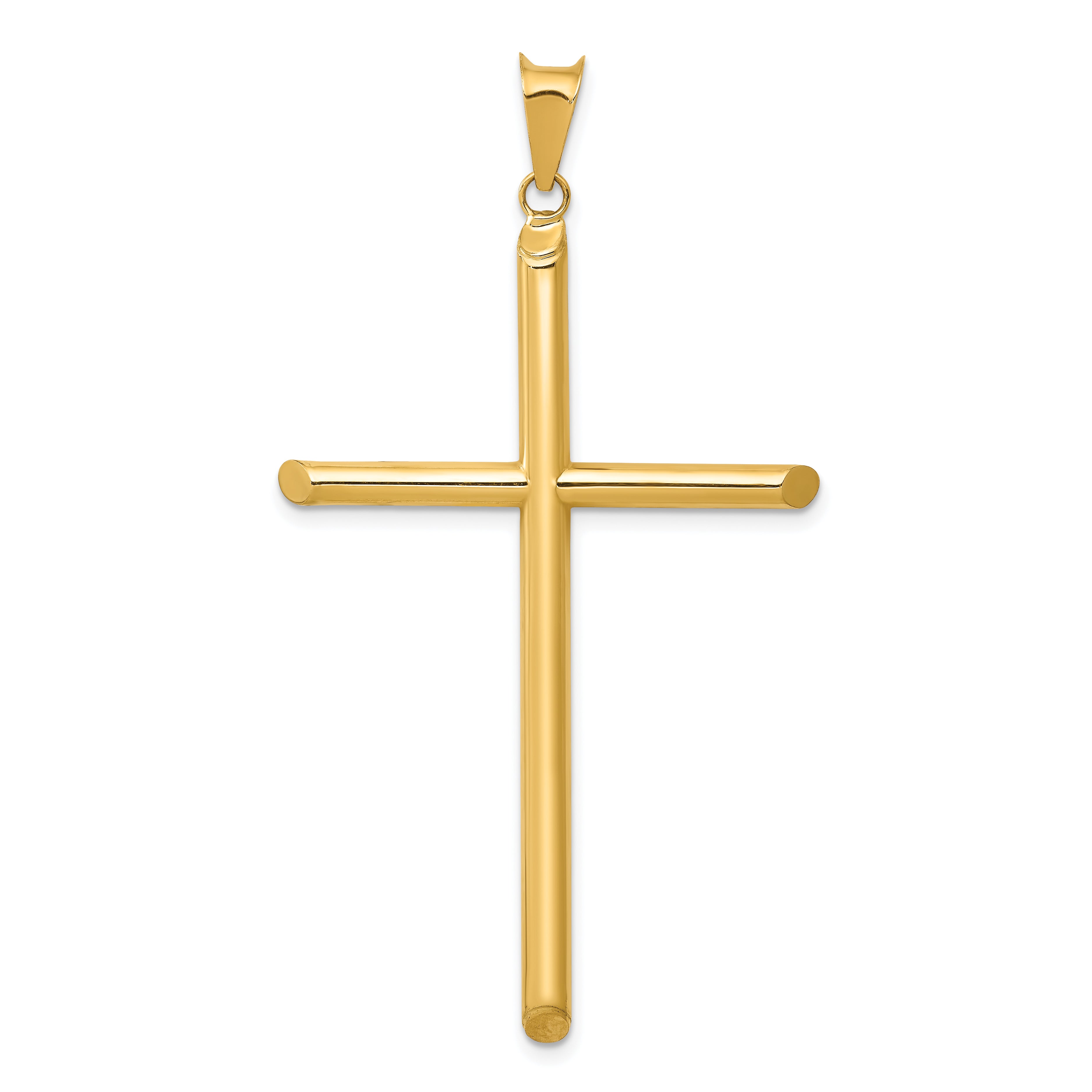 14k 3-D Polished Hollow Cross Pendant