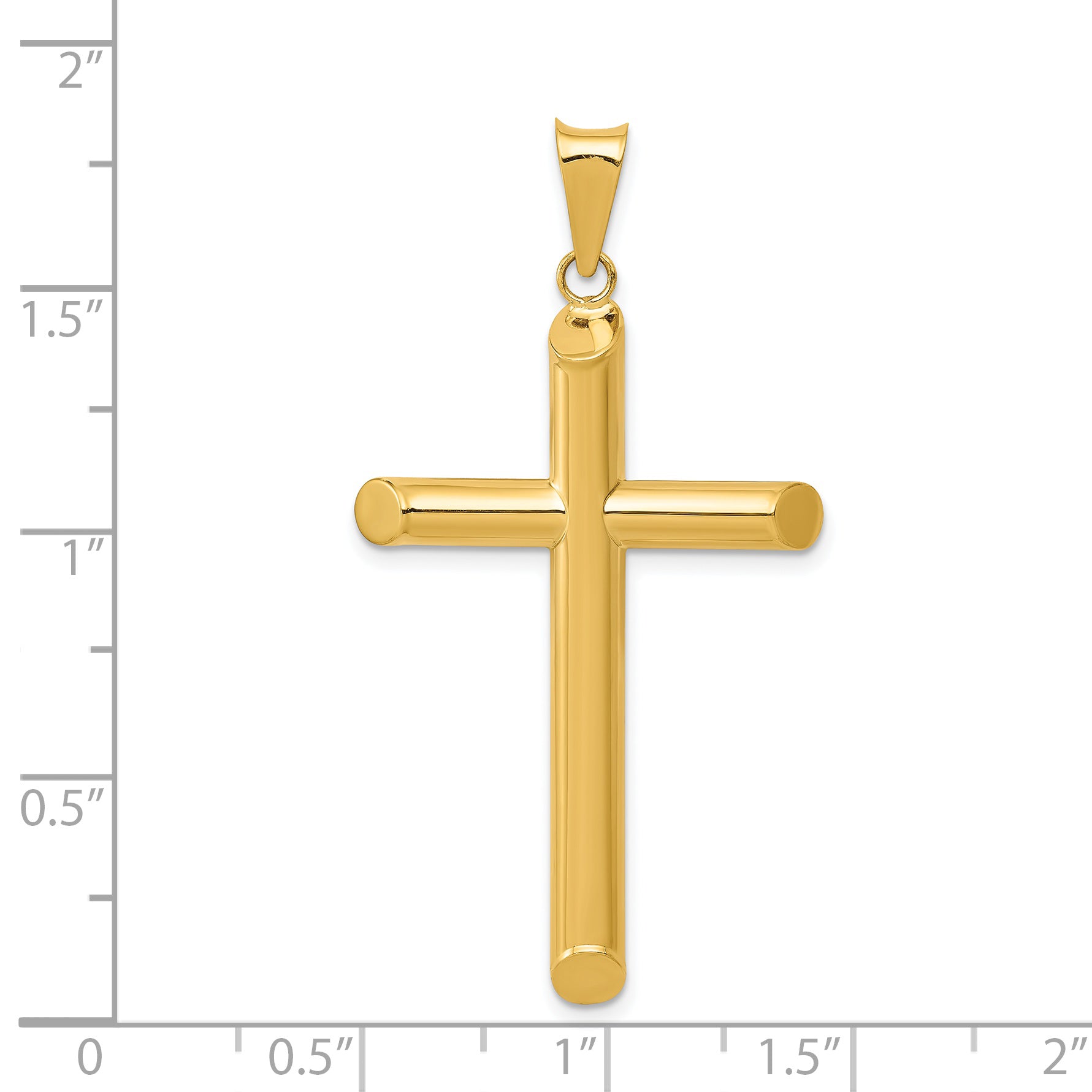 14K Gold 3D Hollow Cross Pendant with Polished Finish Elegant Design