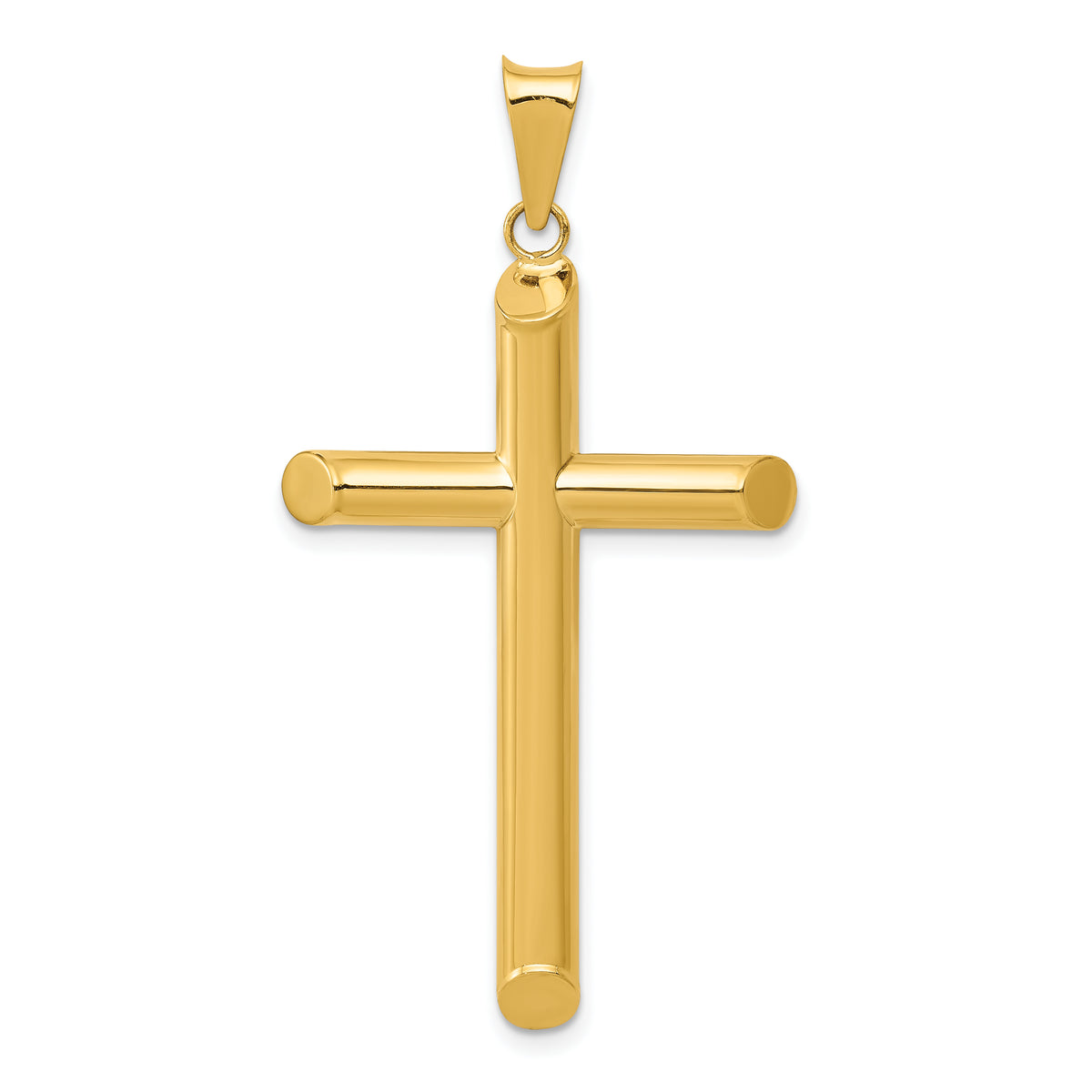 14k 3-D Polished Hollow Cross Pendant