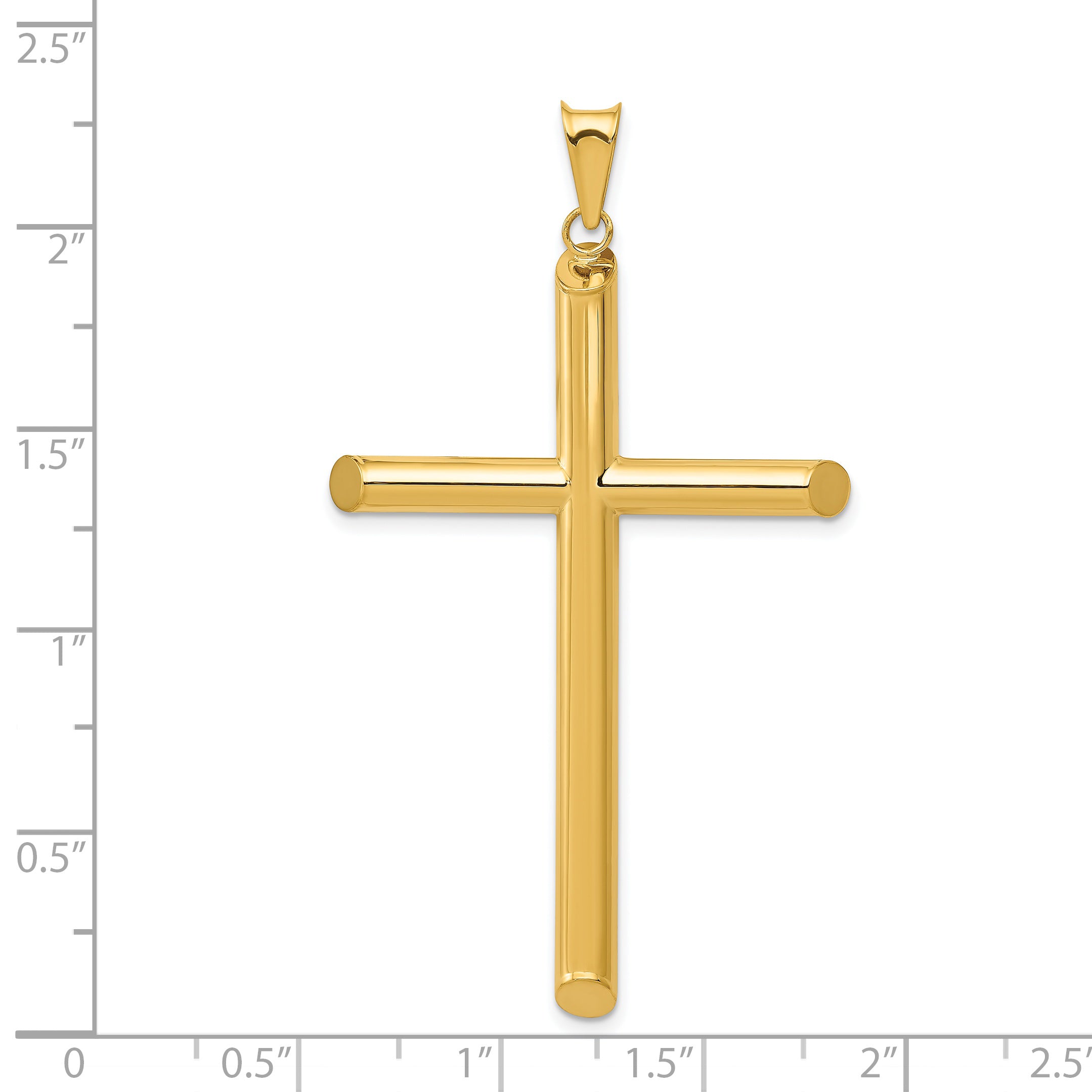 14K Gold 3D Polished Hollow Cross Pendant by Sophia Jewelers