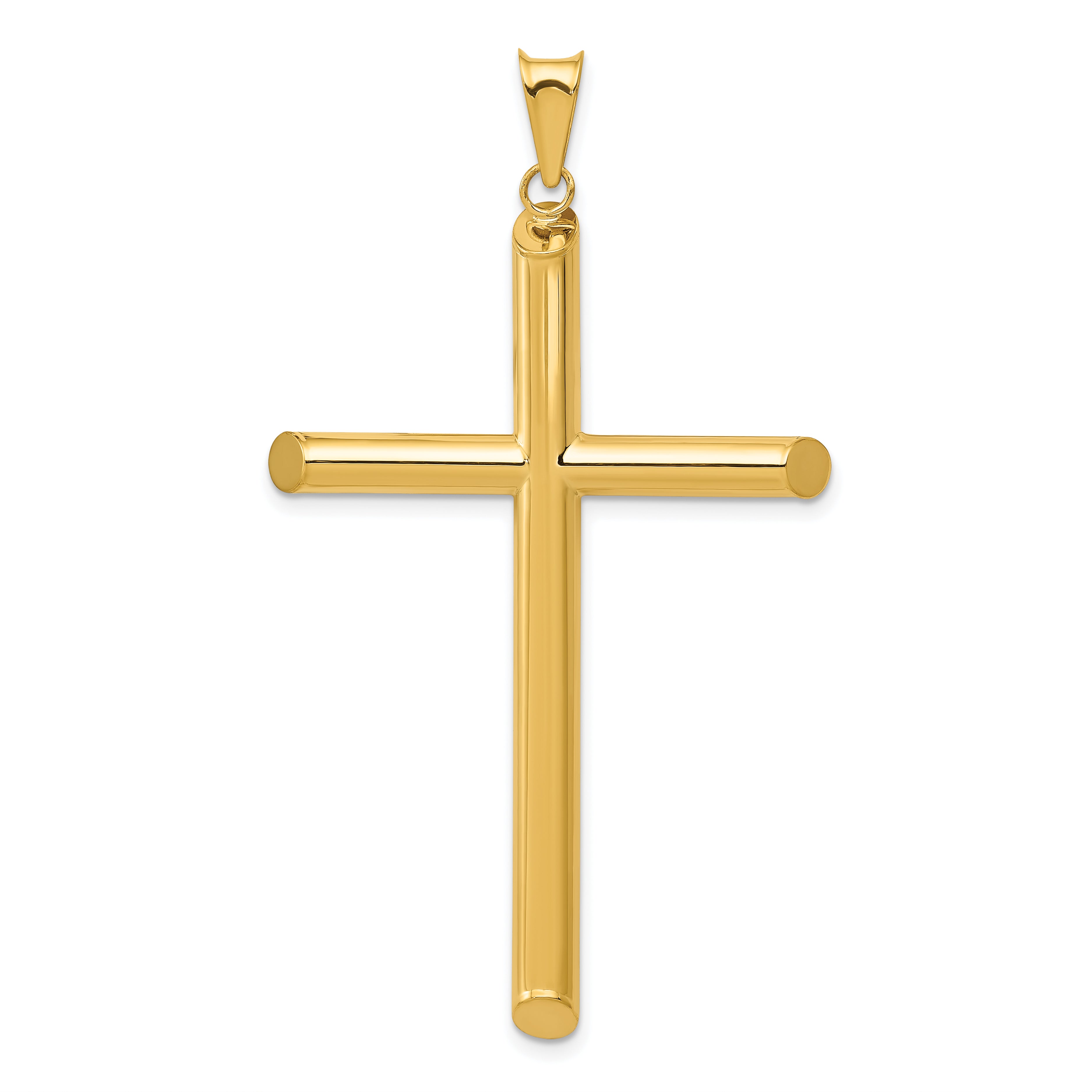 14k 3-D Polished Hollow Cross Pendant