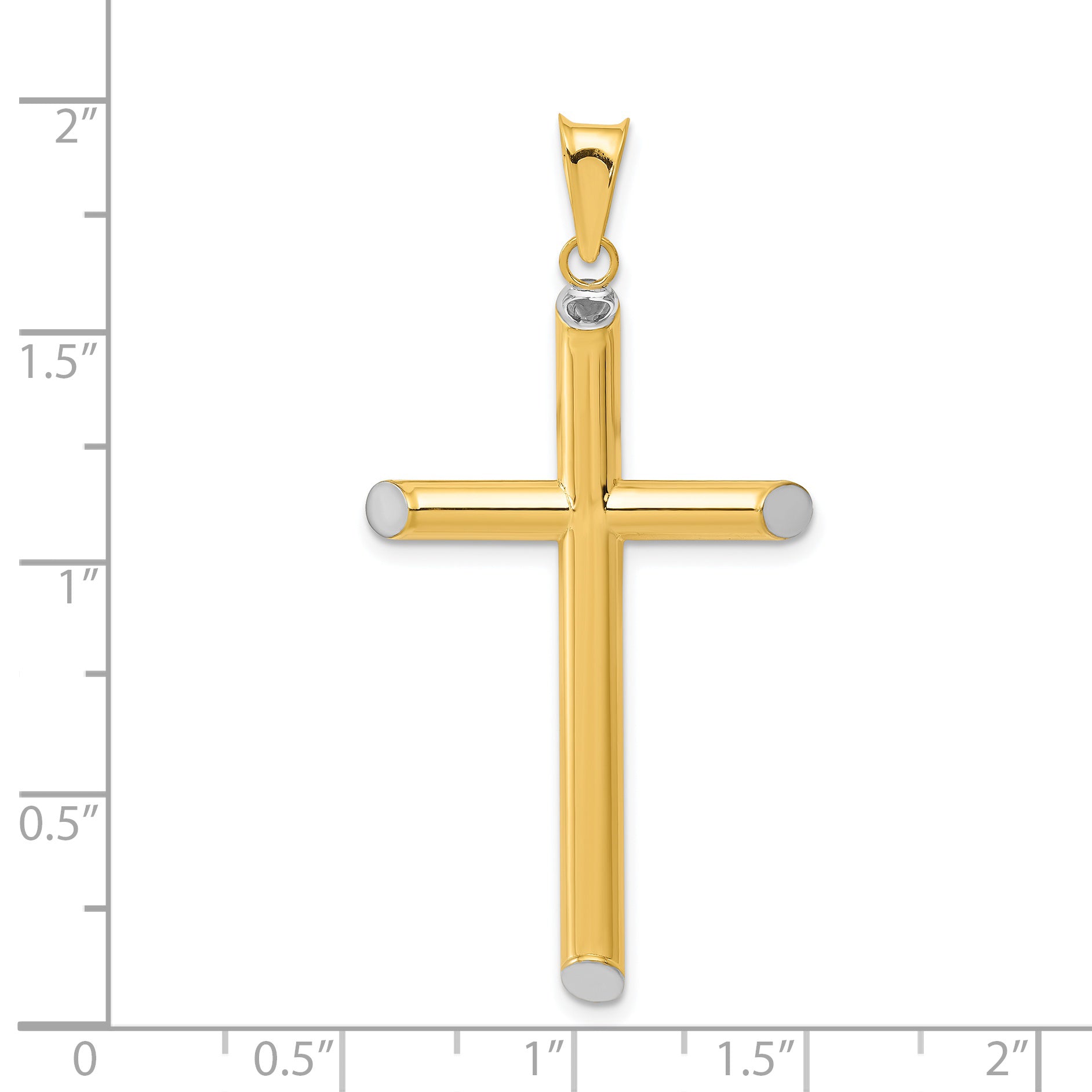 14K Gold Rhodium-Plated 3D Hollow Cross Pendant  Elegant & Detailed Design