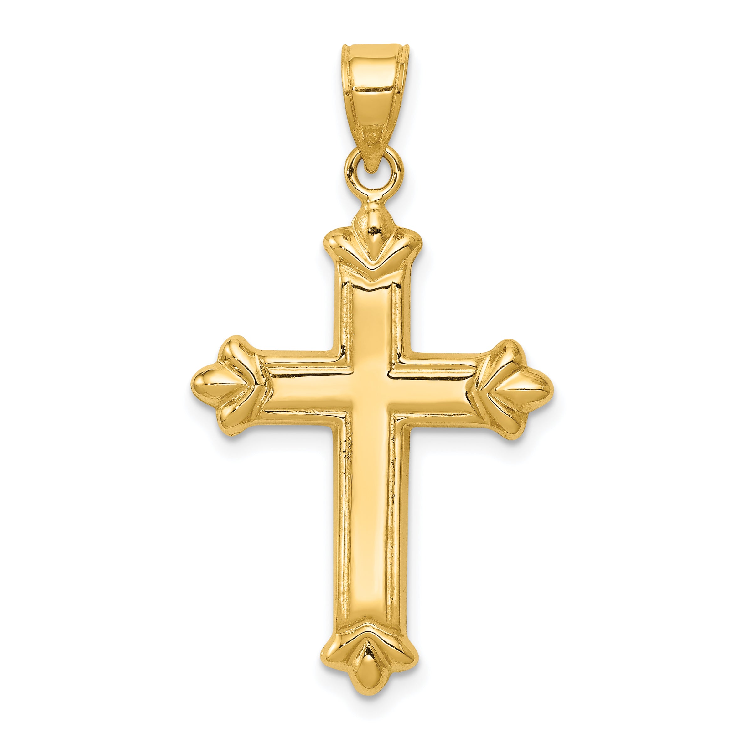 14k Reversible Diamond-cut Cross Pendant