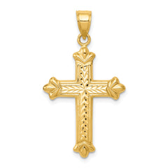 14k Reversible Diamond-cut Cross Pendant