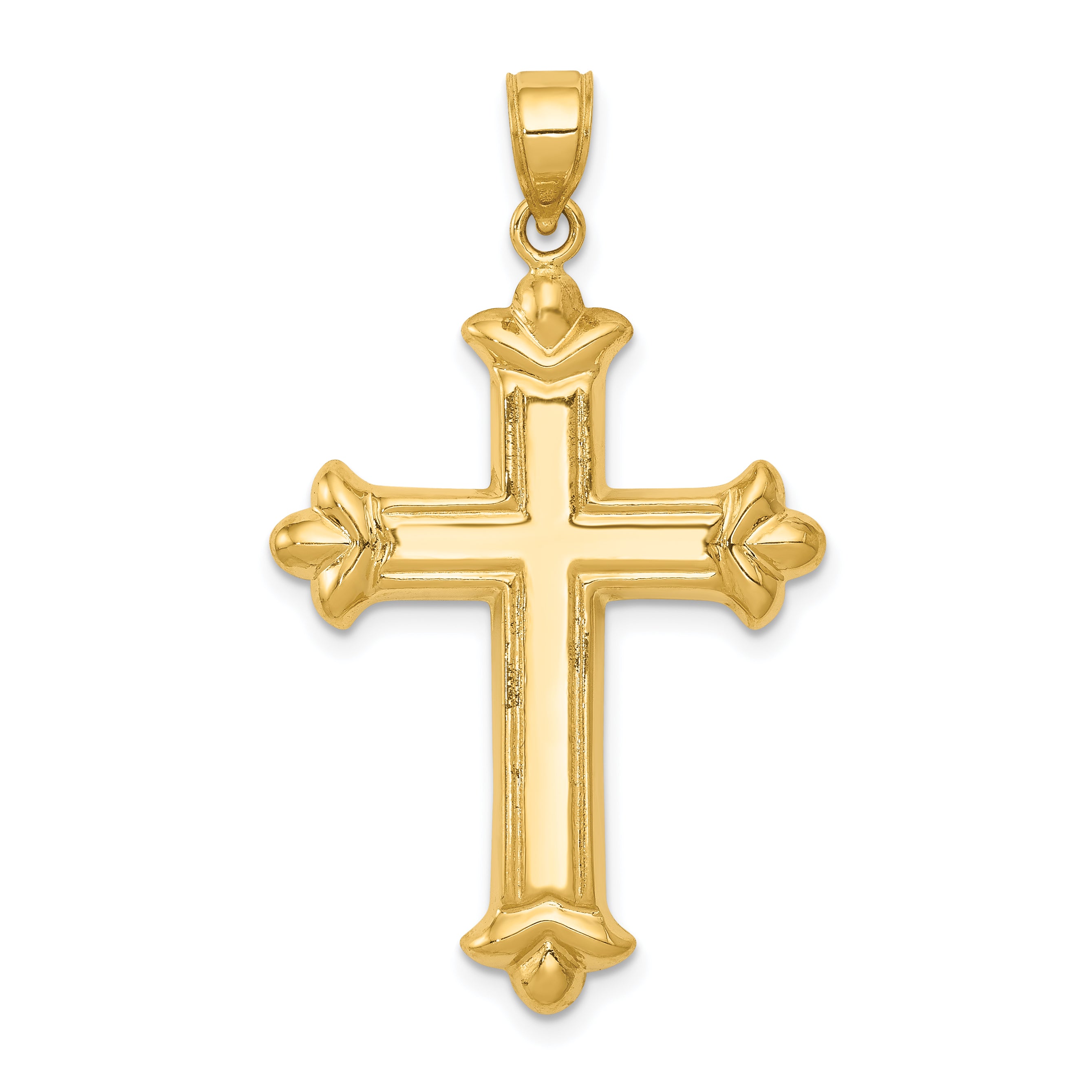 14k Reversible Diamond-cut Cross Pendant