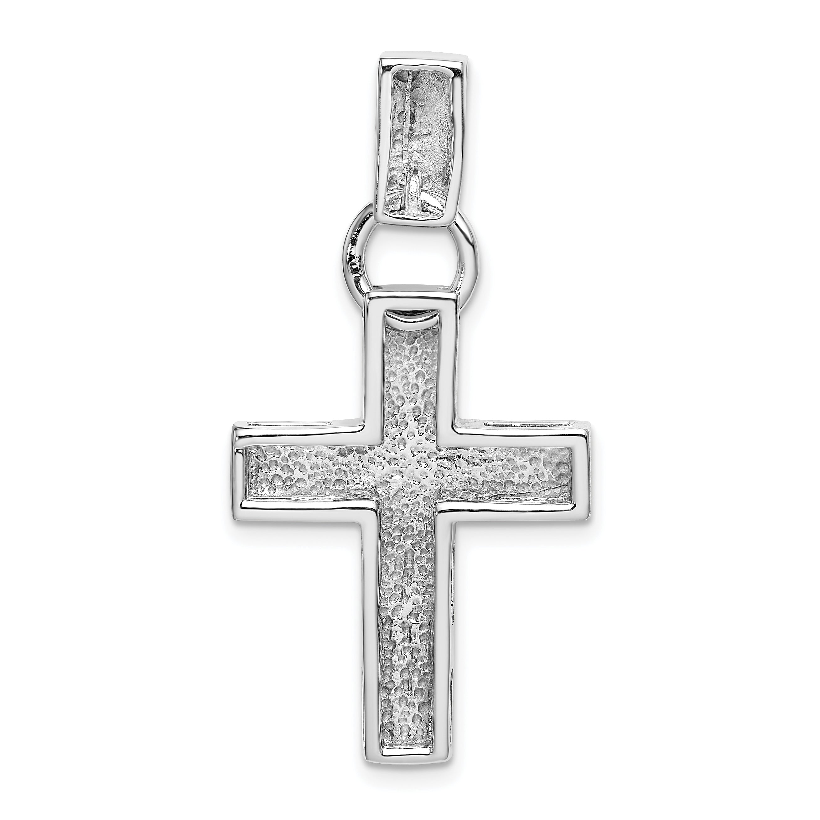 14k White Gold Modern Cross Pendant