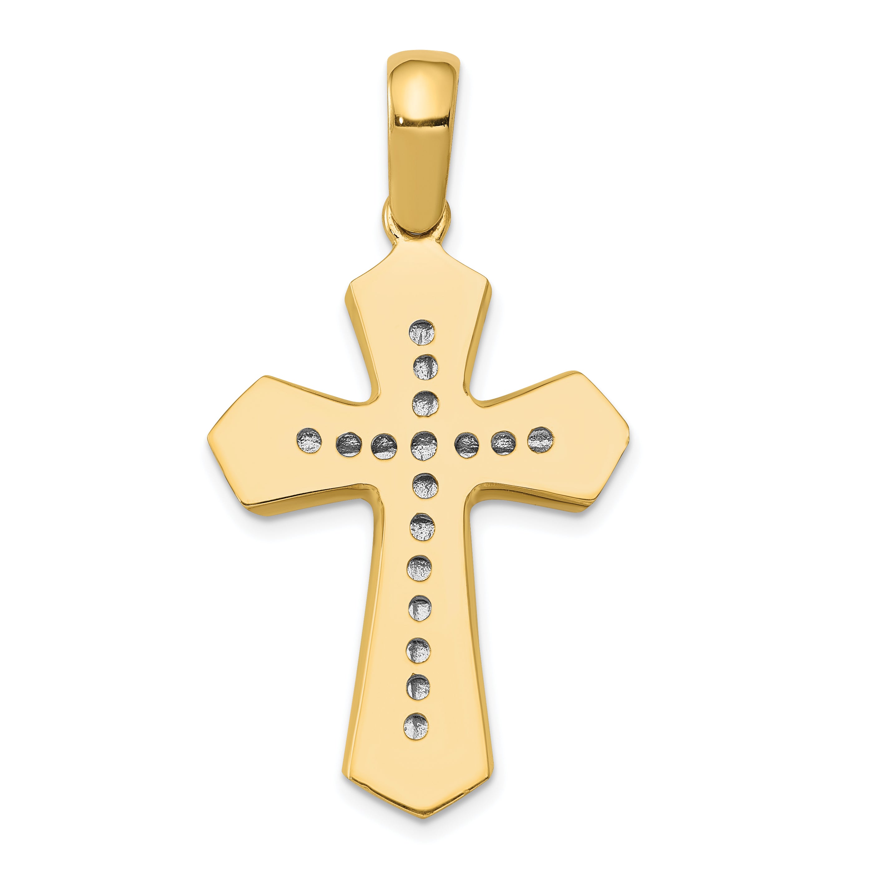 14K Two-Tone Gold Cross Pendant with Polished Finish Elegant and Timeless