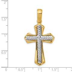 14K Two-Tone Gold Cross Pendant with Polished Finish Elegant and Timeless