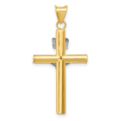 14K Two-Tone Gold INRI Crucifix Pendant with Polished Finish Elegant and Timeless Faith Symbol