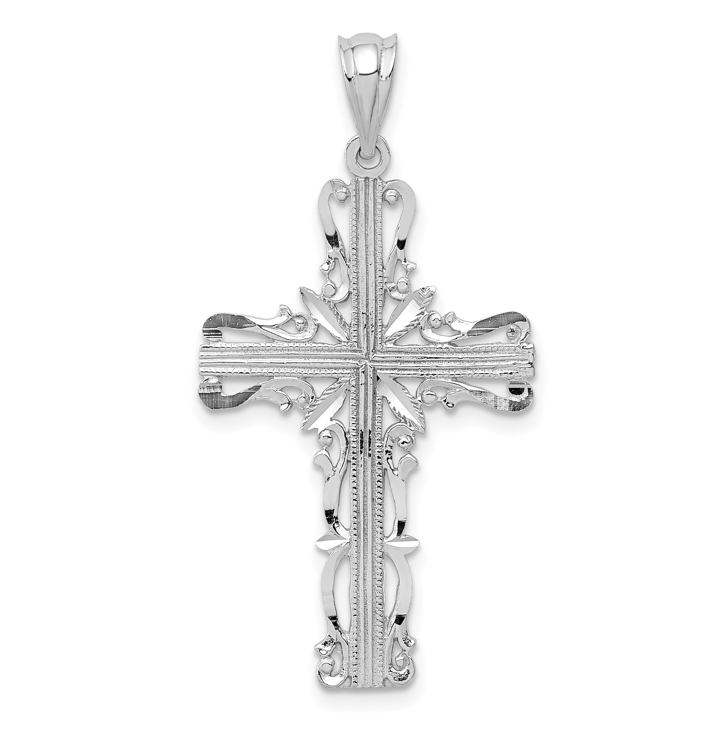 14k White Gold Latin Cross Pendant