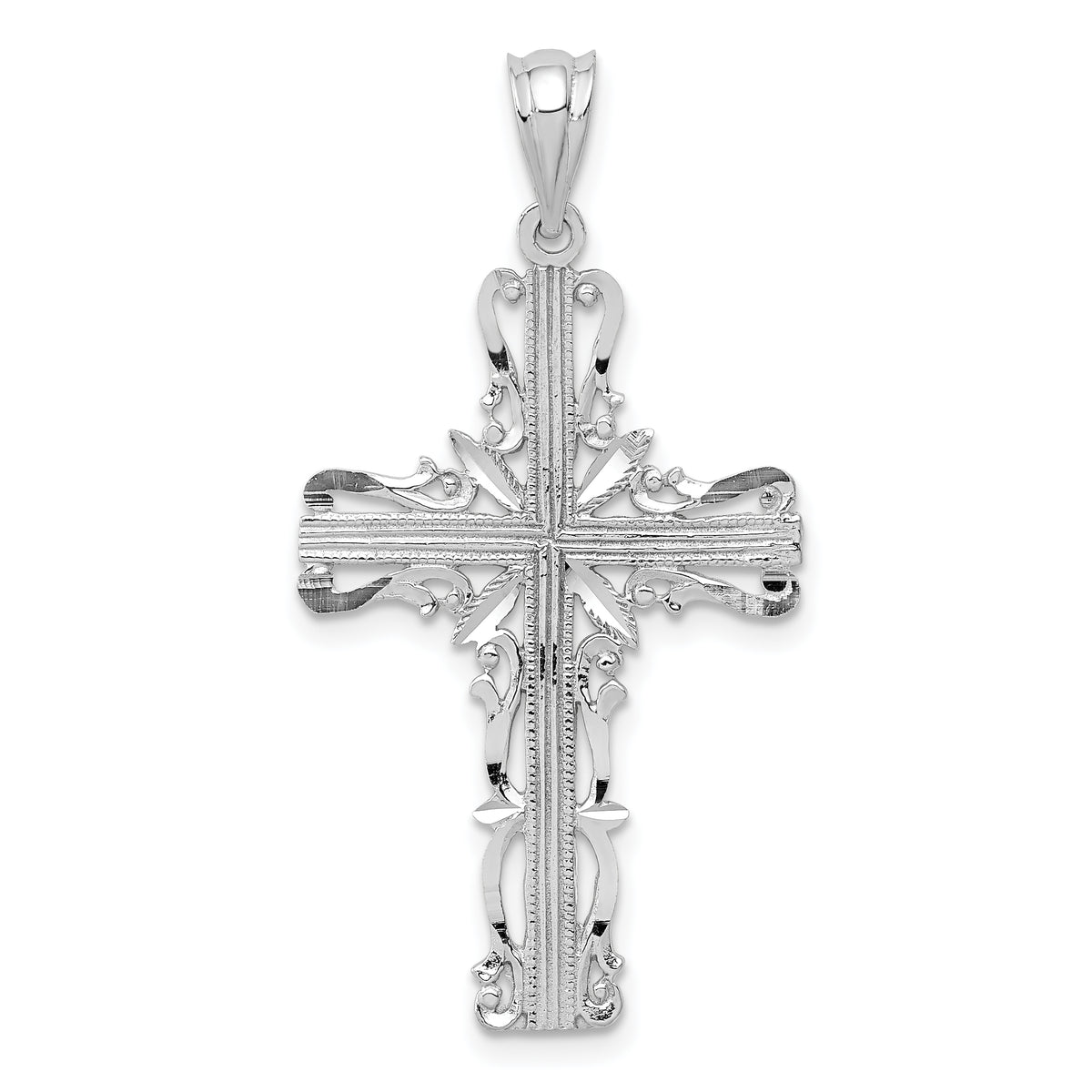 14k White Gold Latin Cross Pendant