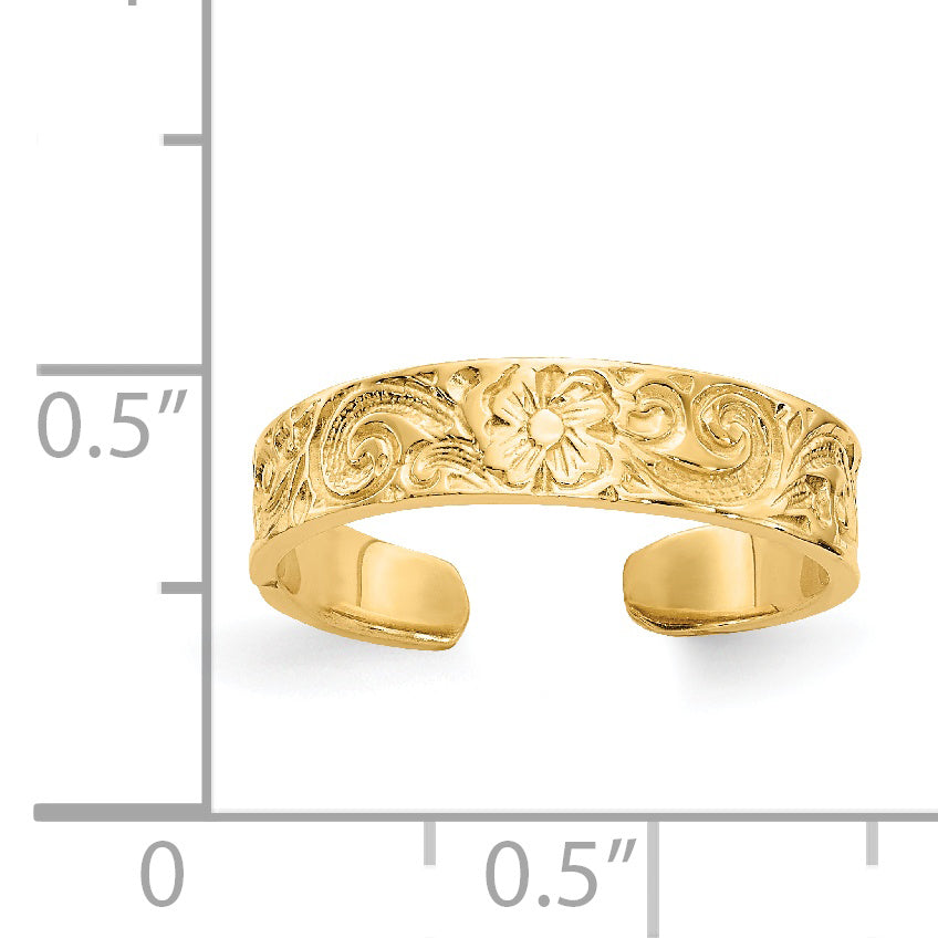 14k Flower/Scroll Toe Ring