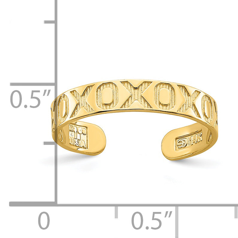 14K X and O Pattern Toe Ring