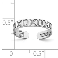 14K White Gold X and O Pattern Toe Ring