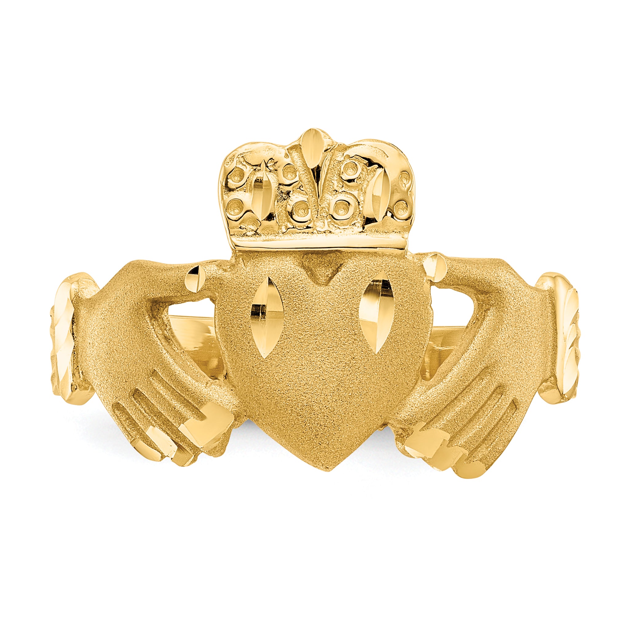 14K Diamond-cut Claddagh Ring