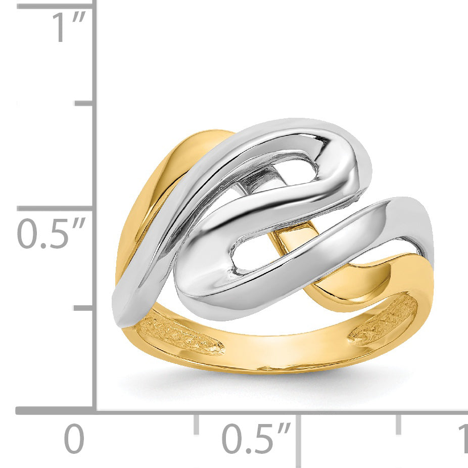 14K Two-Tone Swirl Ring