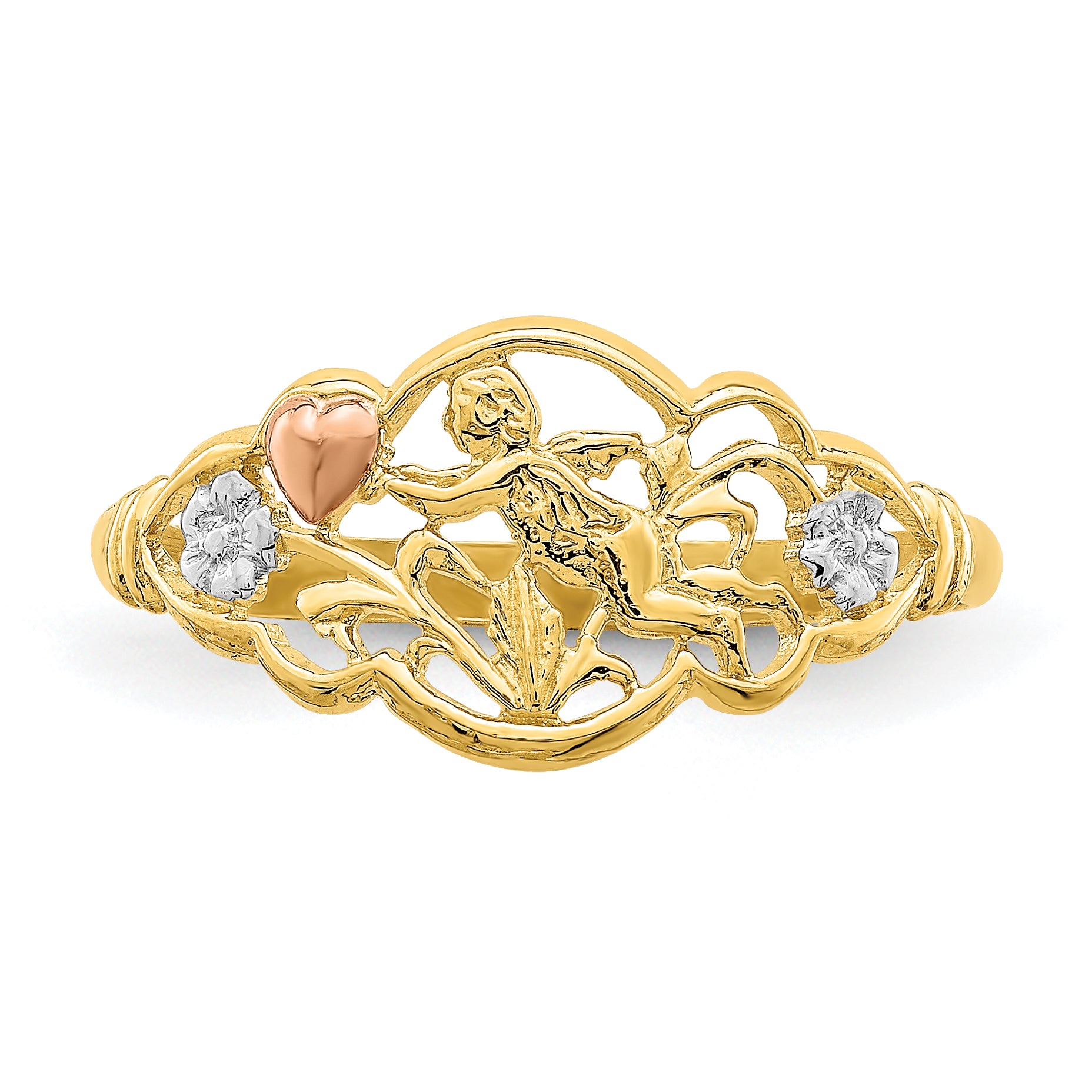 14K Two-tone WithWhite Rhodium Angel Ring