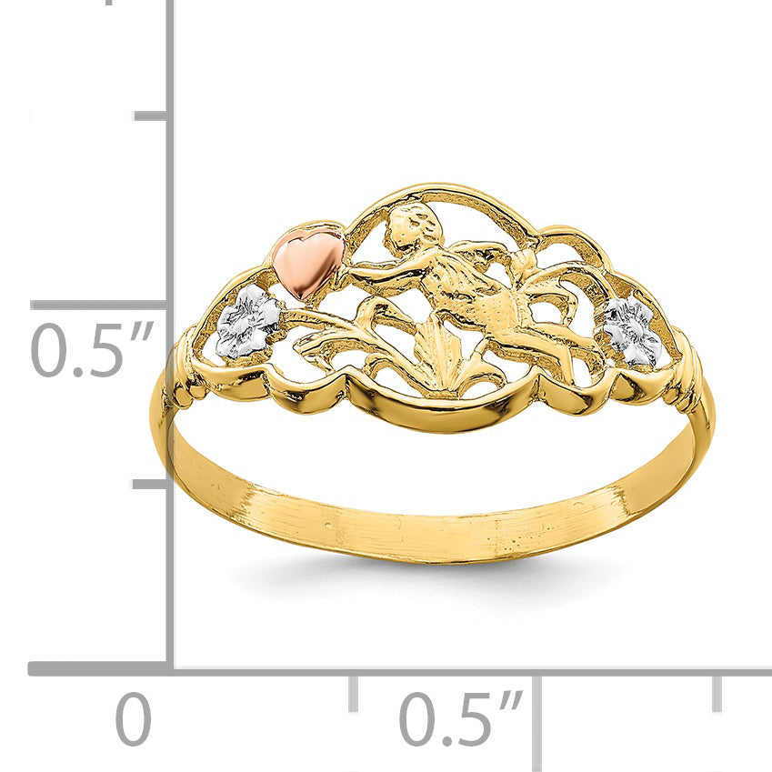 14K Two-tone WithWhite Rhodium Angel Ring