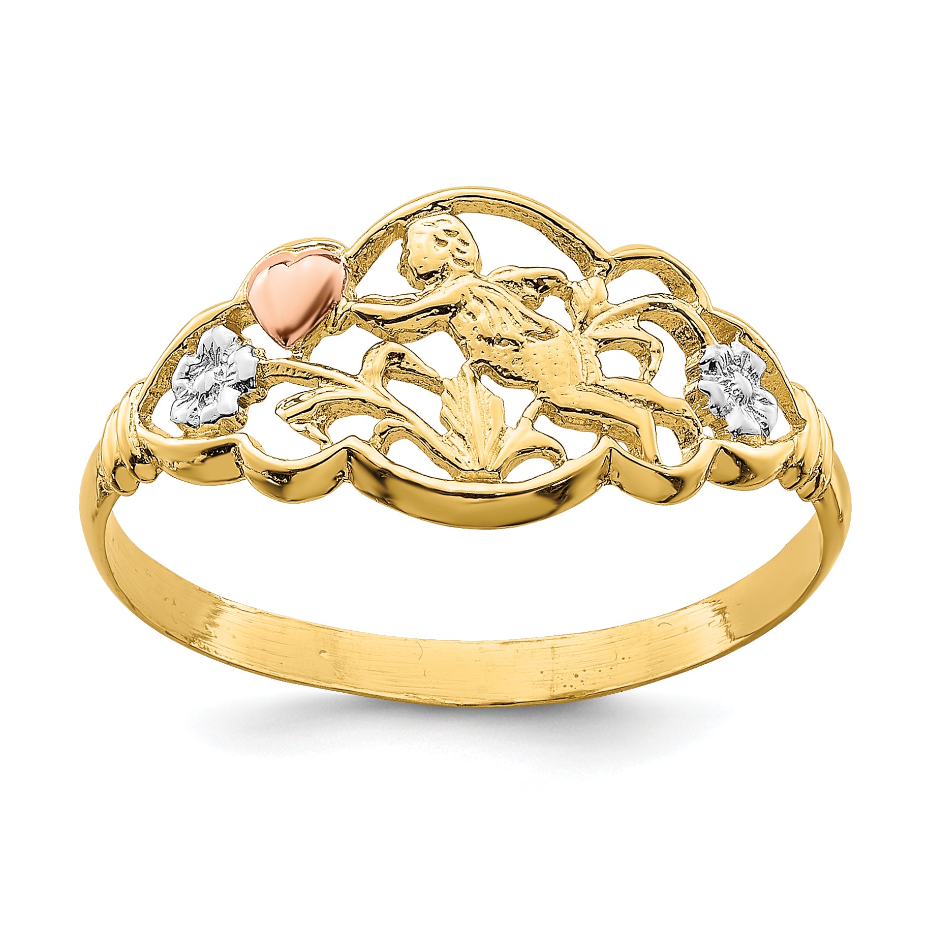 14K Two-tone WithWhite Rhodium Angel Ring