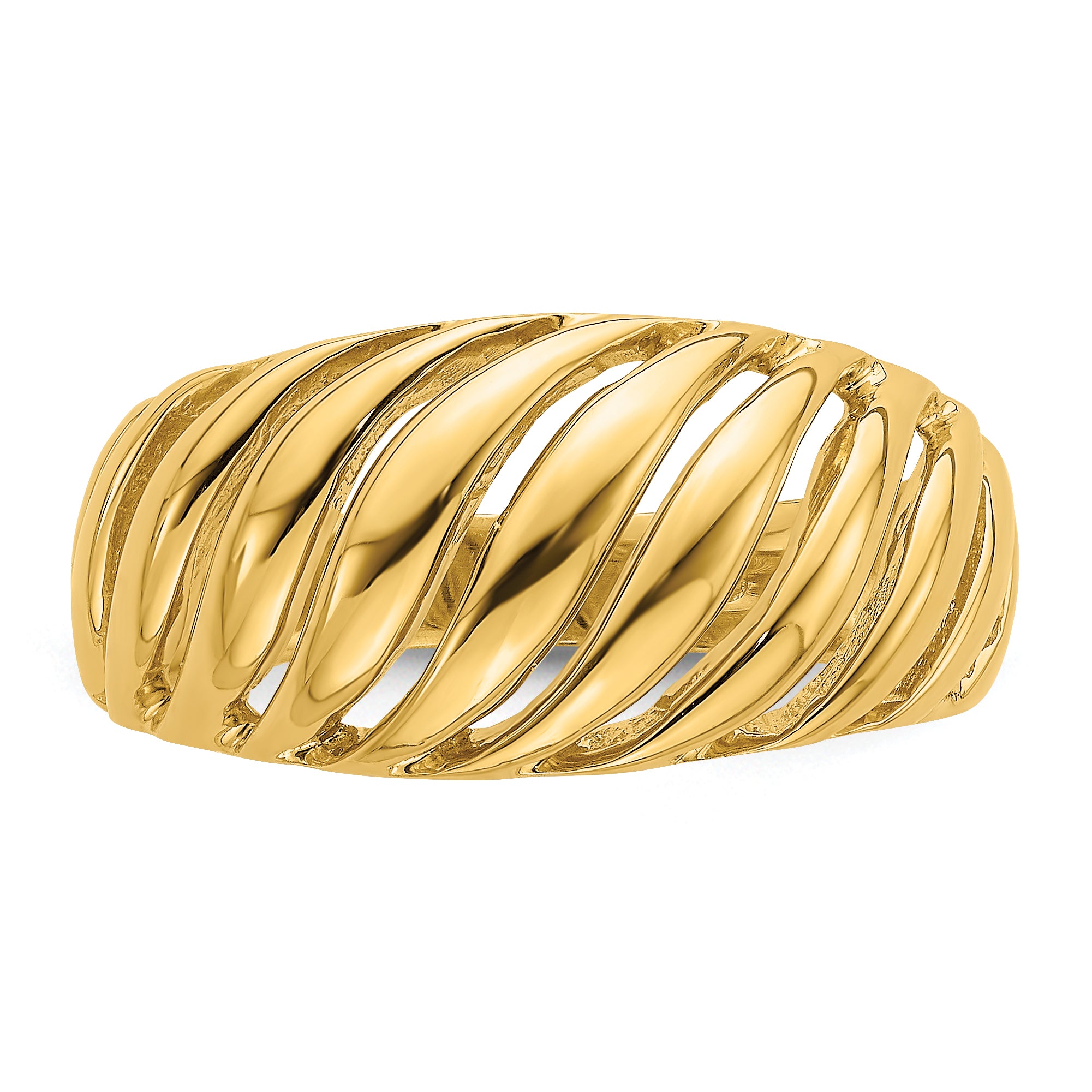 14k Open Slash Dome Ring