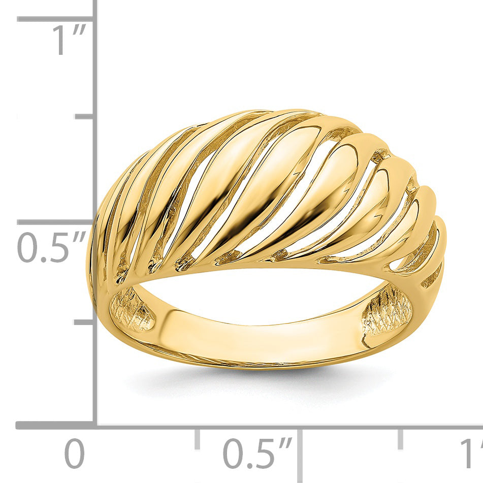 14k Open Slash Dome Ring