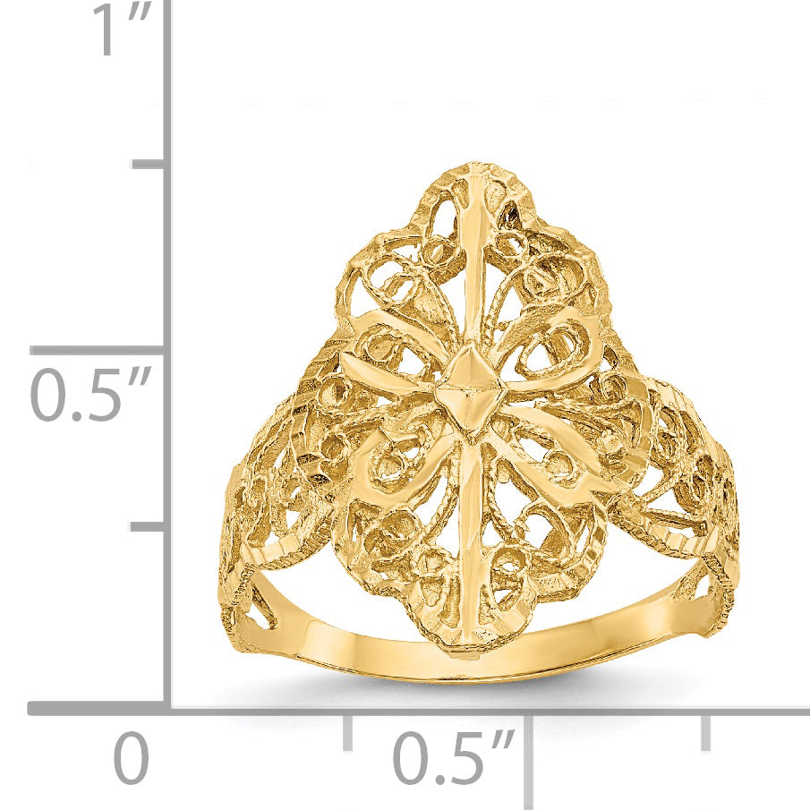 14K Diamond Cut Filigree Ring