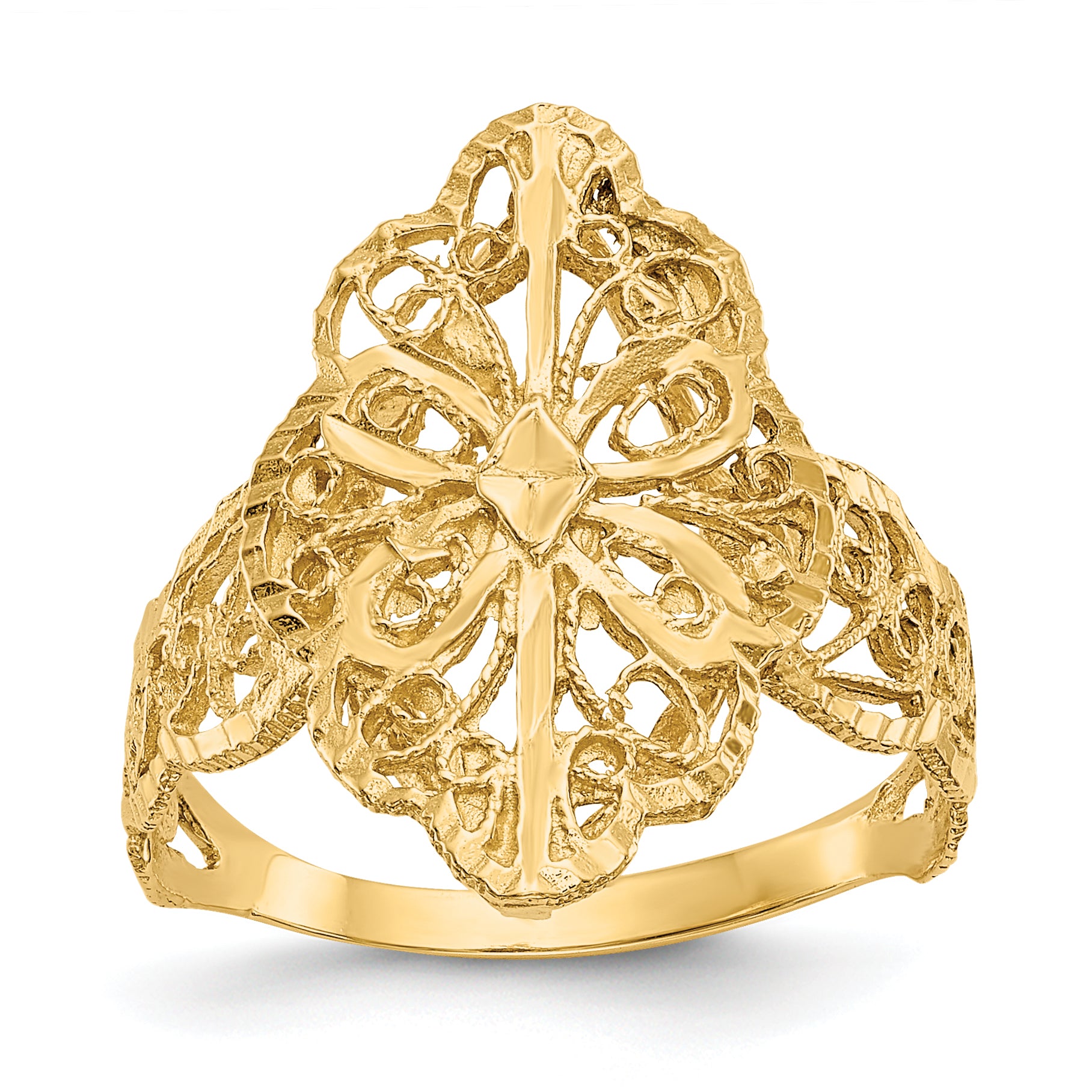 14K Diamond Cut Filigree Ring