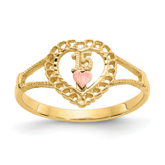 14K Two-tone 15 Heart Ring