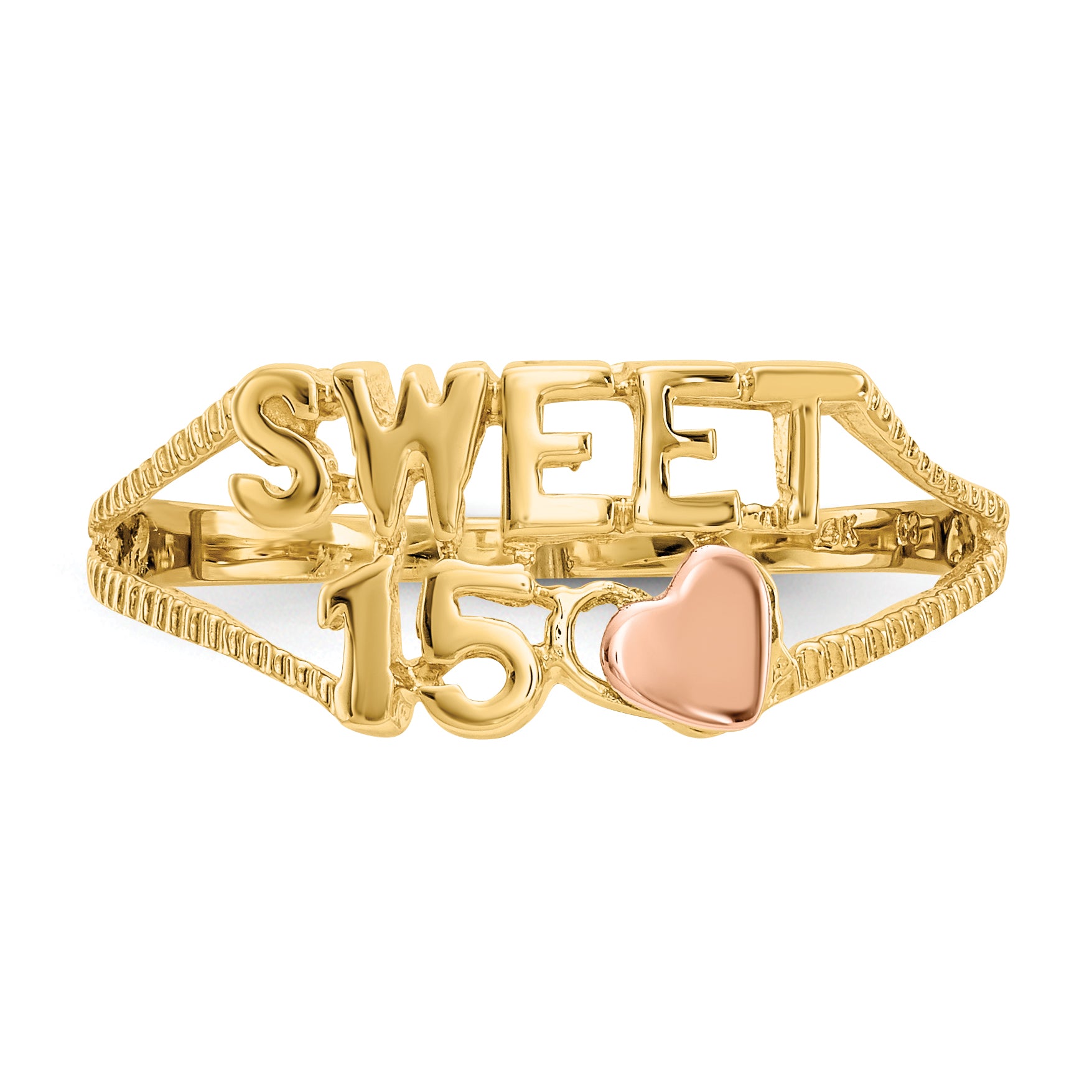 14K Two-tone Sweet 15 Heart Ring