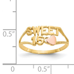 14K Two-tone Sweet 15 Heart Ring