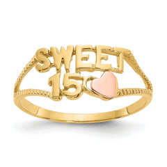 14K Two-tone Sweet 15 Heart Ring