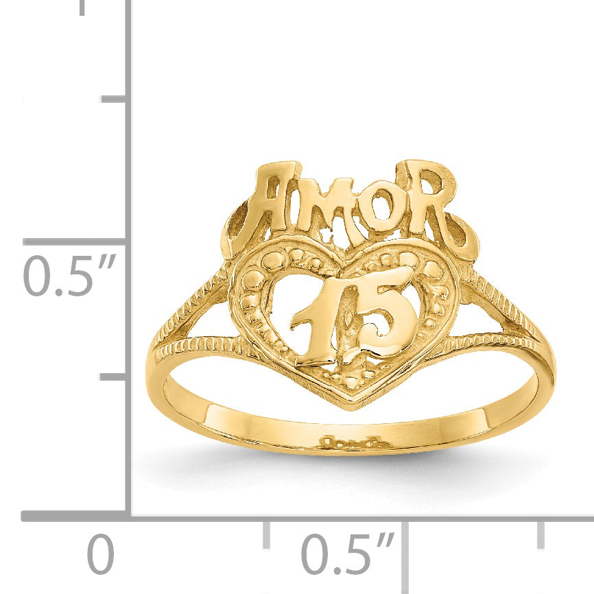 14K 15 Amor Heart Ring